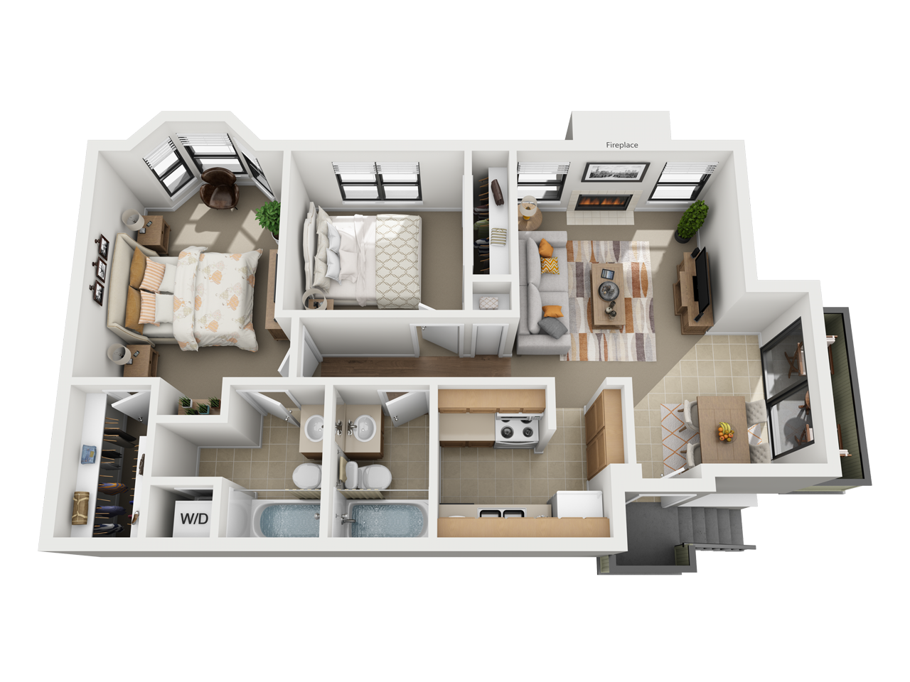 Valley Creek two bedroom apartment floor plan